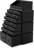 Darrahopens Home & Garden > Storage Makeup Cosmetic Organizer Storage with 12 Drawers Display Boxes (Black)