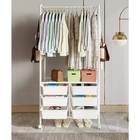 darrahopens Home & Garden > Storage Metal Open Wardrobe Modern Storage Cabinet Tall Clothes Drawers Hanger Coat Rack