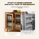 Darrahopens Home & Garden > Storage Modern Bamboo Kitchen Sideboard Storage Cabinet Cupboard Tea Cabinet