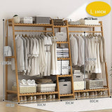 darrahopens Home & Garden > Storage Portable Clothes Rack Coat Garment Stand Bamboo Rail Hanger Airer Closet