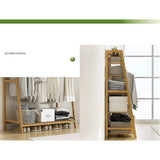 darrahopens Home & Garden > Storage Portable Clothes Rack Coat Garment Stand Bamboo Rail Hanger Airer Closet