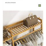 darrahopens Home & Garden > Storage Portable Clothes Rack Coat Garment Stand Bamboo Rail Hanger Airer Closet