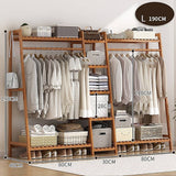 darrahopens Home & Garden > Storage Portable Clothes Rack Coat Garment Stand Bamboo Rail Hanger Airer Closet