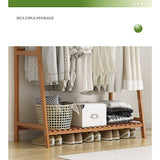 darrahopens Home & Garden > Storage Portable Clothes Rack Coat Garment Stand Bamboo Rail Hanger Airer Closet
