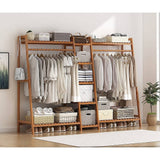 darrahopens Home & Garden > Storage Portable Clothes Rack Coat Garment Stand Bamboo Rail Hanger Airer Closet