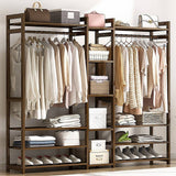 darrahopens Home & Garden > Storage Portable Clothes Rack Coat Garment Stand Bamboo Rail Hanger Airer Closet