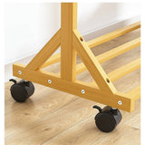 darrahopens Home & Garden > Storage Portable Clothes Rack Coat Garment Stand Bamboo Rail Hanger Airer Closet