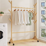 darrahopens Home & Garden > Storage Portable Clothes Rack Coat Garment Stand Bamboo Rail Hanger Airer Closet