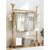 darrahopens Home & Garden > Storage Portable Clothes Rack Coat Garment Stand Bamboo Rail Hanger Airer Closet