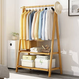 darrahopens Home & Garden > Storage Portable Clothes Rack Coat Garment Stand Bamboo Rail Hanger Airer Closet