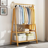 darrahopens Home & Garden > Storage Portable Clothes Rack Coat Garment Stand Bamboo Rail Hanger Airer Closet