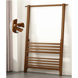 darrahopens Home & Garden > Storage Portable Clothes Rack Coat Garment Stand Bamboo Rail Hanger Airer Closet