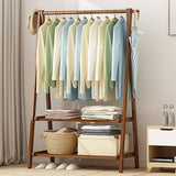 darrahopens Home & Garden > Storage Portable Clothes Rack Coat Garment Stand Bamboo Rail Hanger Airer Closet