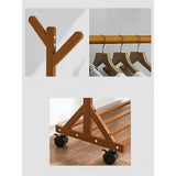 darrahopens Home & Garden > Storage Portable Clothes Rack Coat Garment Stand Bamboo Rail Hanger Airer Closet