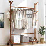 darrahopens Home & Garden > Storage Portable Clothes Rack Coat Garment Stand Bamboo Rail Hanger Airer Closet
