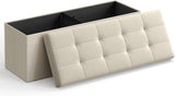 Darrahopens Home & Garden > Storage SONGMICS 109cm Folding Storage Ottoman Bench Beige LSF77BE