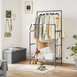 Darrahopens Home & Garden > Storage SONGMICS Metal Clothes Rack with 2 Rails Grey RDR001G02