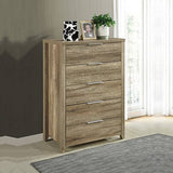 darrahopens Home & Garden > Storage Tallboy with 5 Storage Drawers Natural Wood like MDF in Oak Colour
