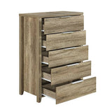 darrahopens Home & Garden > Storage Tallboy with 5 Storage Drawers Natural Wood like MDF in Oak Colour