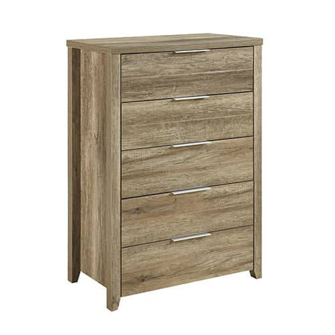 darrahopens Home & Garden > Storage Tallboy with 5 Storage Drawers Natural Wood like MDF in Oak Colour