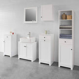 darrahopens Home & Garden > Storage White Bathroom Cabinet with Laundry Basket and Drawer