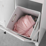 darrahopens Home & Garden > Storage White Bathroom Cabinet with Laundry Basket and Drawer