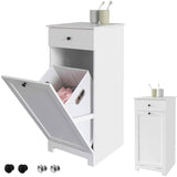darrahopens Home & Garden > Storage White Bathroom Cabinet with Laundry Basket and Drawer