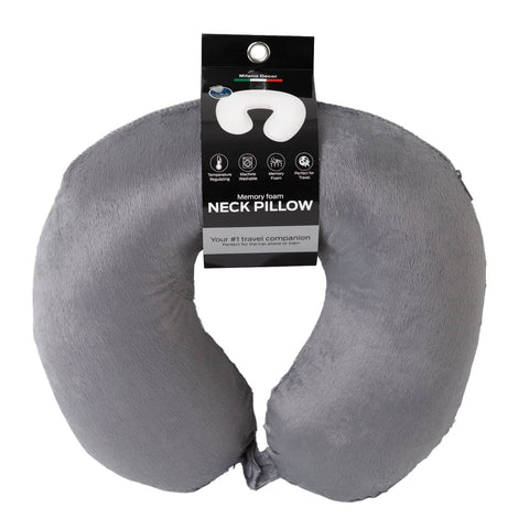 Darrahopens Home & Garden > Travel Milano Decor Memory Foam Travel Neck Pillow With Clip Cushion Support Soft Grey