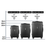 Darrahopens Home & Garden > Travel Wanderlite 3pc Luggage 20'' 24'' 28'' Trolley Suitcase Sets Travel TSA Hard Case Lightweight Black