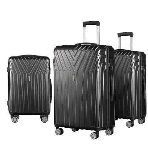Darrahopens Home & Garden > Travel Wanderlite 3pc Luggage 20'' 24'' 28'' Trolley Suitcase Sets Travel TSA Hard Case Lightweight Black
