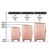 Darrahopens Home & Garden > Travel Wanderlite 3pc Luggage 20'' 24'' 28'' Trolley Suitcase Sets Travel TSA Hard Case Lightweight Pink