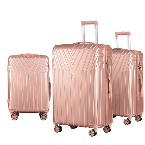 Darrahopens Home & Garden > Travel Wanderlite 3pc Luggage 20'' 24'' 28'' Trolley Suitcase Sets Travel TSA Hard Case Lightweight Pink