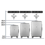 Darrahopens Home & Garden > Travel Wanderlite 3pc Luggage 20'' 24'' 28'' Trolley Suitcase Sets Travel TSA Hard Case Lightweight Silver