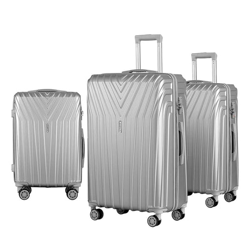 Darrahopens Home & Garden > Travel Wanderlite 3pc Luggage 20'' 24'' 28'' Trolley Suitcase Sets Travel TSA Hard Case Lightweight Silver