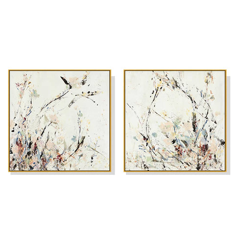 Darrahopens Home & Garden > Wall Art 40cmx40cm Afternoon Walk 2 Sets Gold Frame Canvas Wall Art