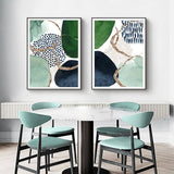 darrahopens Home & Garden > Wall Art 40cmx60cm Abstract Green and Navy 2 Sets Black Frame Canvas Wall Art