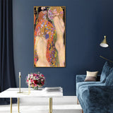 Darrahopens Home & Garden > Wall Art 50cmx100cm Water Serpents By Gustav Klimt Gold Frame Canvas Wall Art