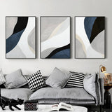 Darrahopens Home & Garden > Wall Art 50cmx70cm Abstract Navy Blue 3 Sets Black Frame Canvas Wall Art