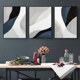 Darrahopens Home & Garden > Wall Art 50cmx70cm Abstract Navy Blue 3 Sets Black Frame Canvas Wall Art