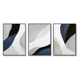 Darrahopens Home & Garden > Wall Art 50cmx70cm Abstract Navy Blue 3 Sets Black Frame Canvas Wall Art