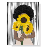 Darrahopens Home & Garden > Wall Art 50cmx70cm African Woman Sunflower Black Frame Canvas Wall Art
