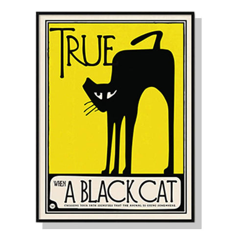 Darrahopens Home & Garden > Wall Art 50cmx70cm Black Cat Black Frame Canvas Wall Art