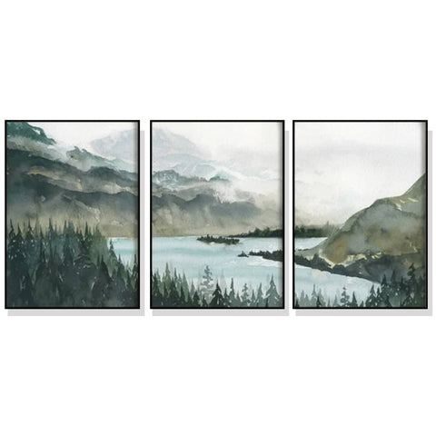 Darrahopens Home & Garden > Wall Art 50cmx70cm Landscape 3 Sets Black Frame Canvas Wall Art