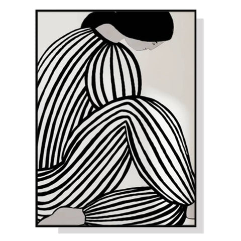 Darrahopens Home & Garden > Wall Art 50cmx70cm Mid Century Figure Black Frame Canvas Wall Art