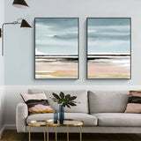 Darrahopens Home & Garden > Wall Art 50cmx70cm Pink Beach Landscape 2 Sets Black Frame Canvas Wall Art