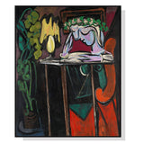 Darrahopens Home & Garden > Wall Art 50cmx70cm Reading Girl by Pablo Picasso Black Frame Canvas Wall Art
