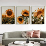 Darrahopens Home & Garden > Wall Art 50cmx70cm Sunflower 3 Sets Gold Frame Canvas Wall Art