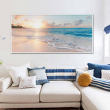 darrahopens Home & Garden > Wall Art 60cmx120cm Ocean and Beach White Frame Canvas