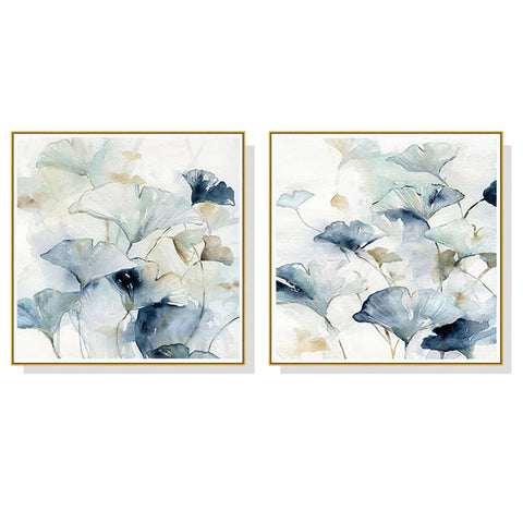 darrahopens Home & Garden > Wall Art 60cmx60cm Gingko Leaves By Carol Robinson 2 Sets Gold Frame Canvas Wall Art