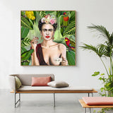 darrahopens Home & Garden > Wall Art 60cmx60cm Self Portrait by Frida Kahlo Wood Frame Canvas Wall Art